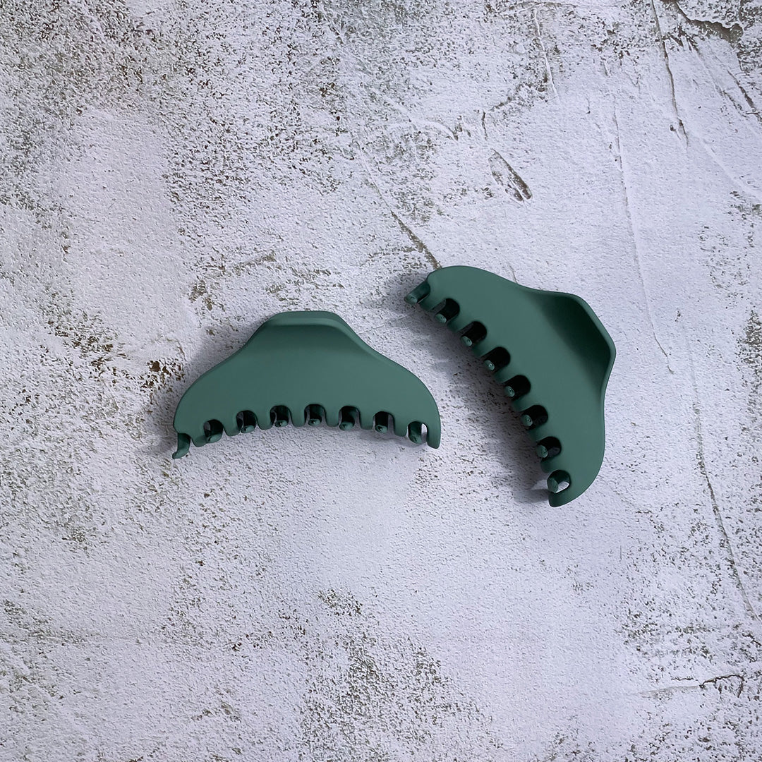 Large Curvy Hair Clips Green